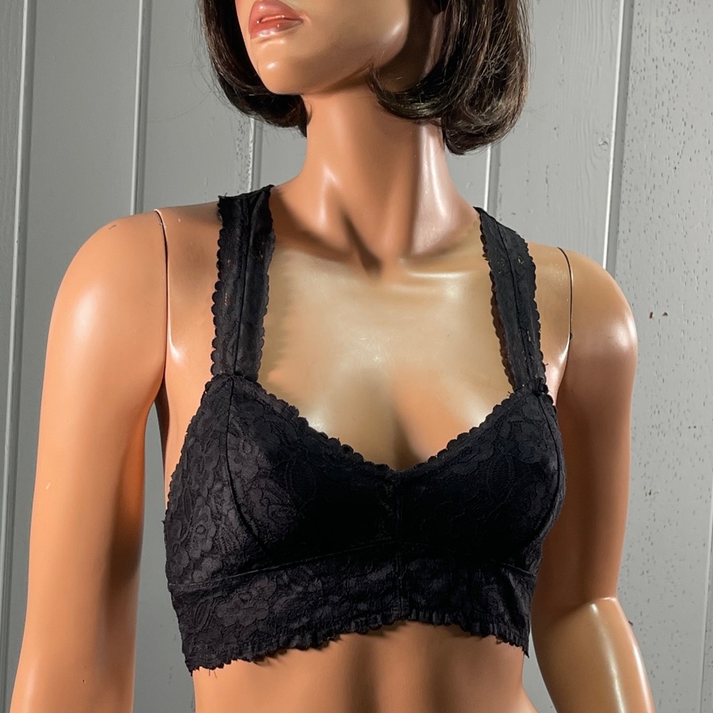 * Free People Intimately Women’s Black Lace Racerback Bralette Sz XS